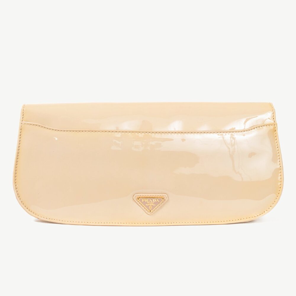 Prada Cammeo Vernice Leather Oversized Clutch